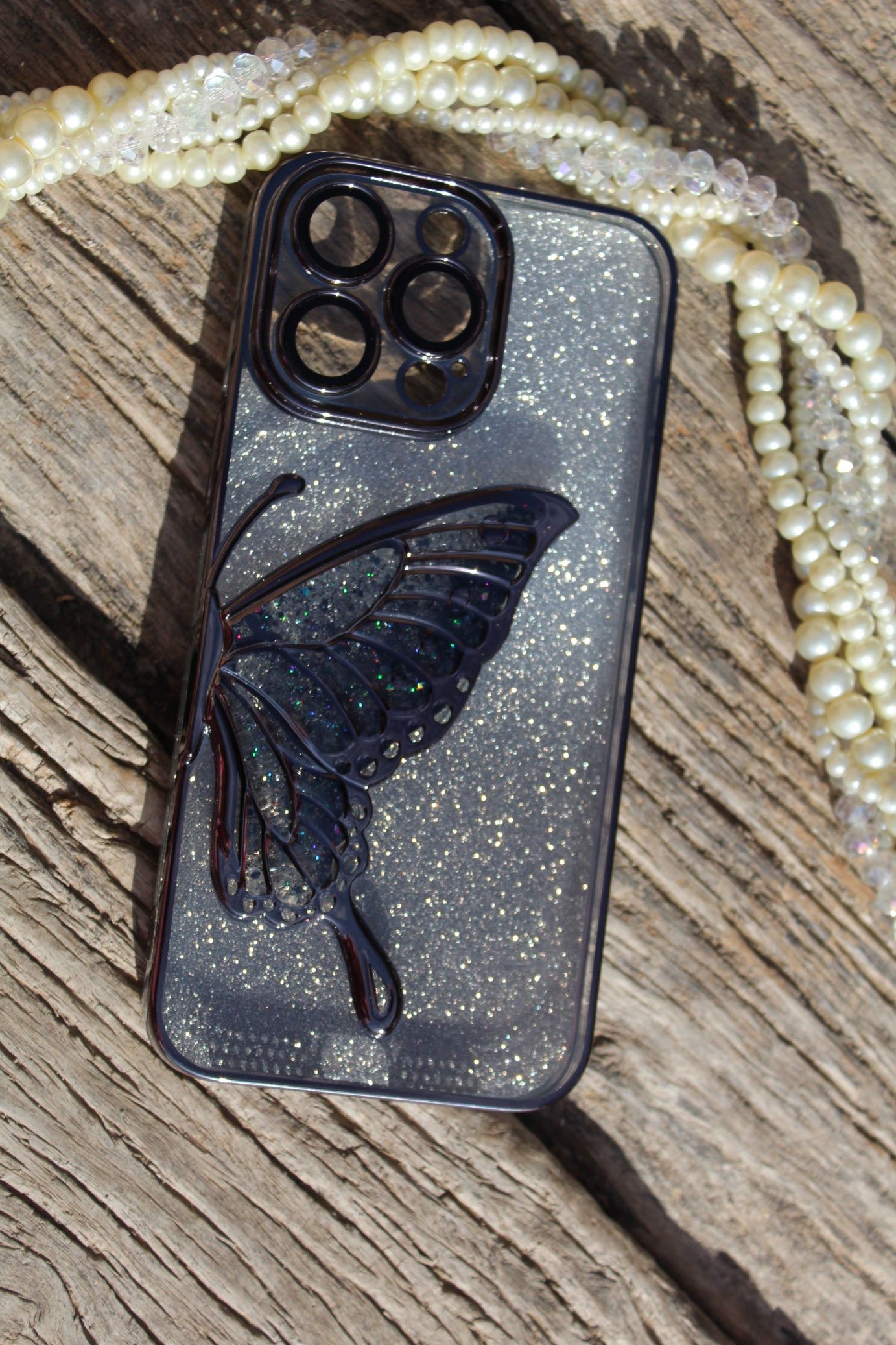 Luxury Floating Glitter Butterfly iPhone Case - Sanarah Accessories