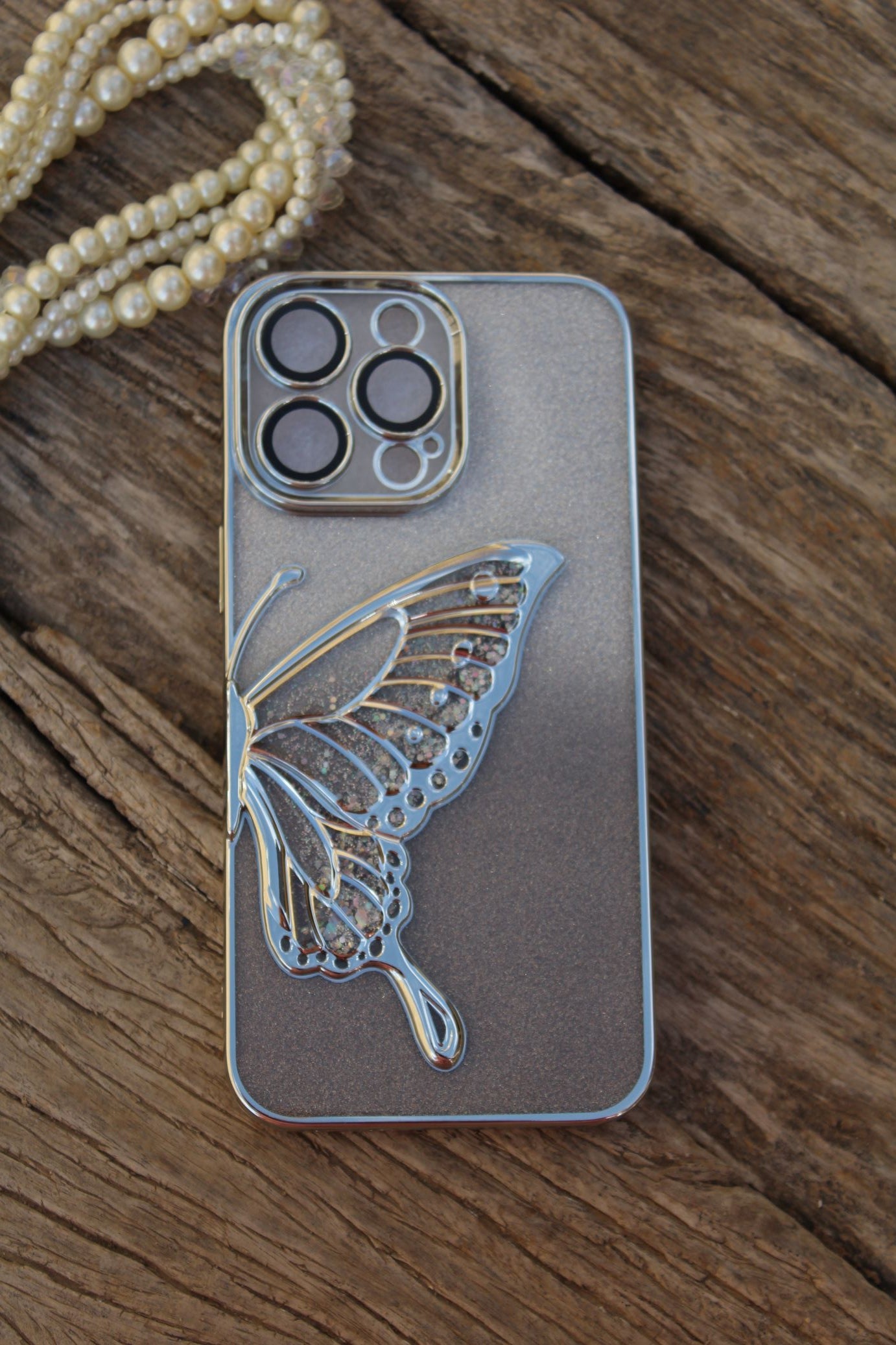 Luxury Floating Glitter Butterfly iPhone Case - Sanarah Accessories