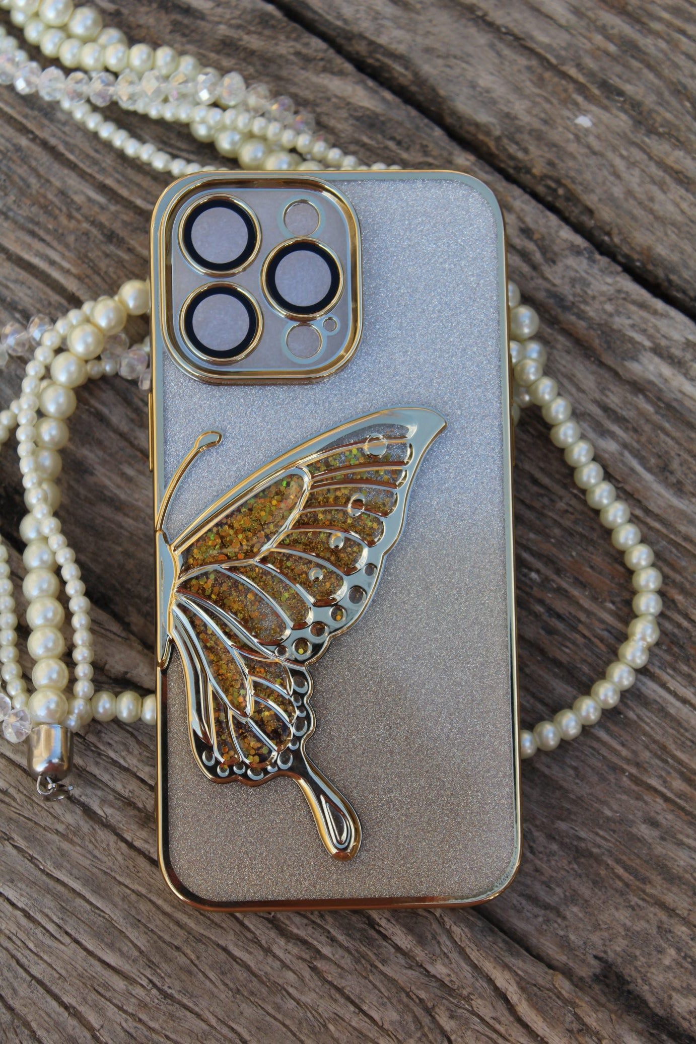 Luxury Floating Glitter Butterfly iPhone Case - Sanarah Accessories