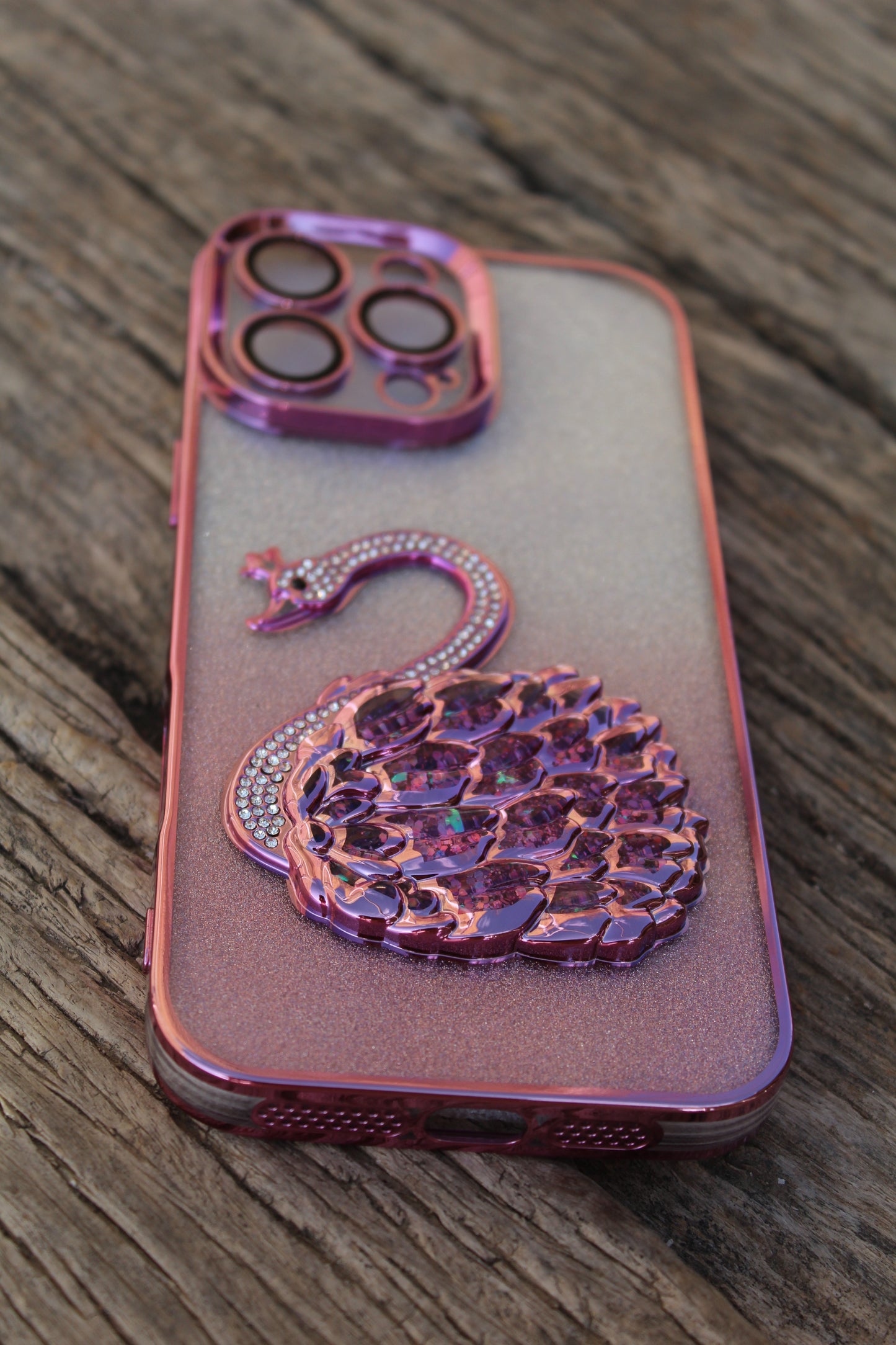 Elegant Glitter Swan Design iPhone 16 Pro Max Case - Sanarah Accessories